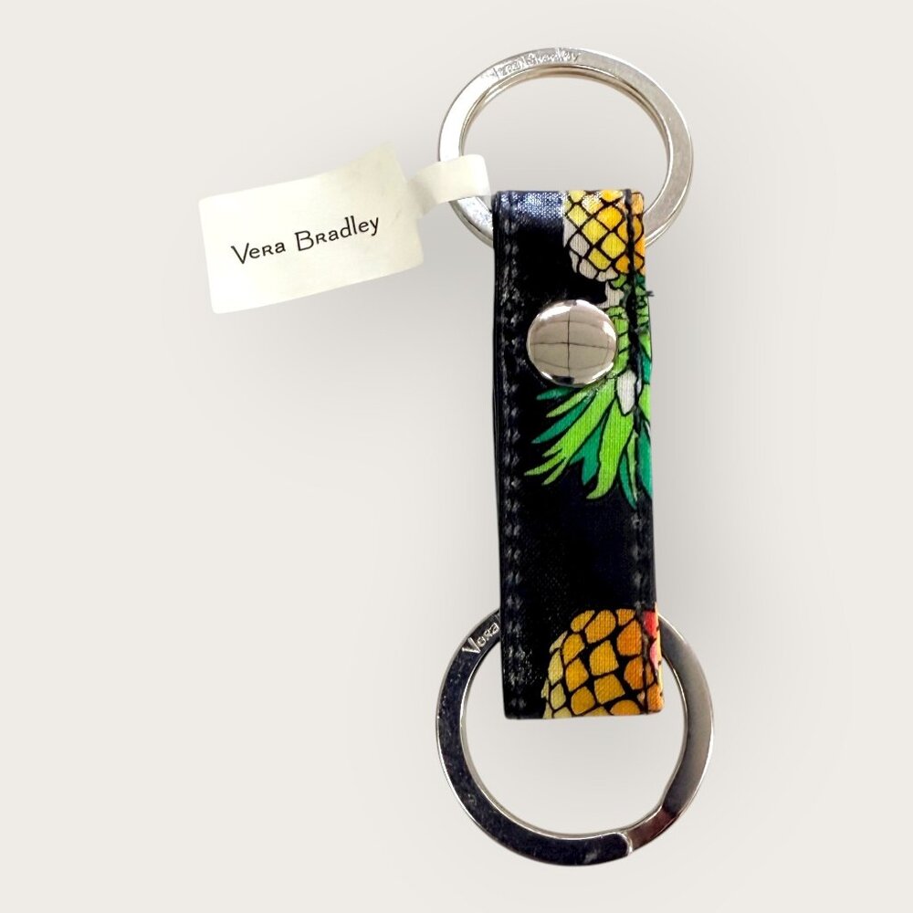 Vera Bradley Pineapple Double Keychain Keyring Silver Hardware